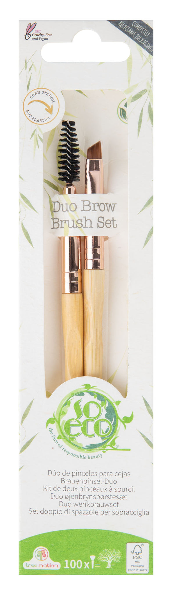So Eco Brow Set – 2-teiliges Augenbrauen-Set Mit Winkelpinsel & Spoolie, Vegan & Nachhaltig